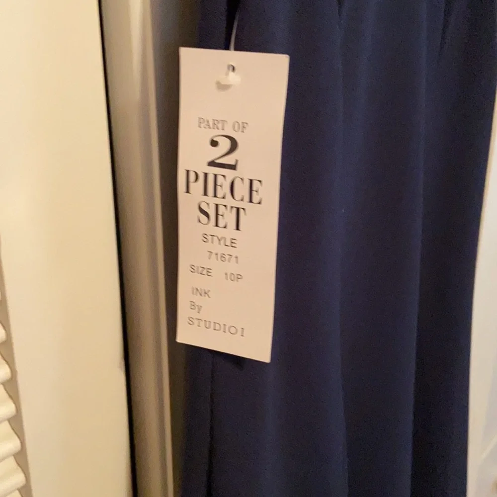 Navy Blue  Sleeveless Dress with Jacket - Jacket Dress - Picture 11 of 14